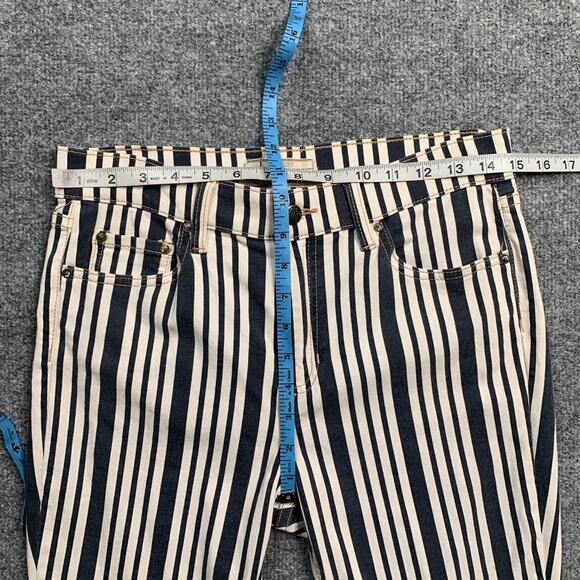 Free People Pants Womens 29 Multi Cotton Blend Zip Stripe Pockets Skinny Ankle - Picture 6 of 13